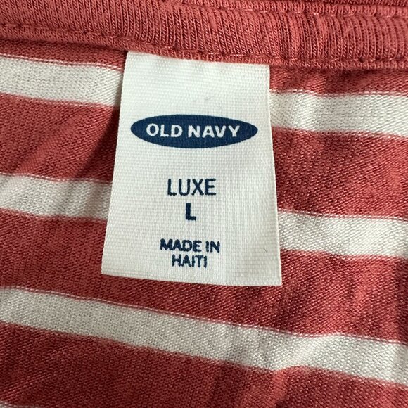 Old Navy Luxe Womens Striped Long Sleeve Top Size L Red And White Relaxed Fit - Picture 3 of 4
